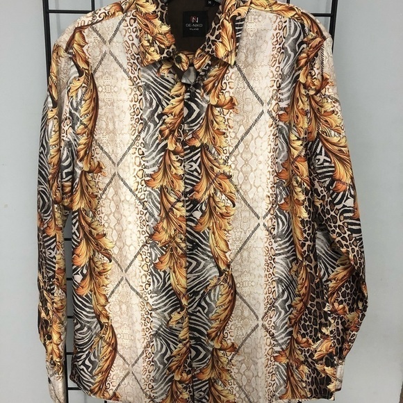 Deniko button down shirt multi color modern fit M - Picture 1 of 4